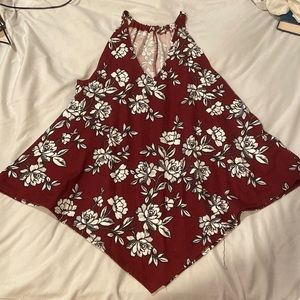Burgundy flowy formal tank
